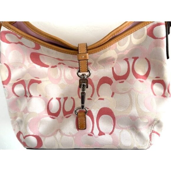 *RARE* Coach Hampton Pink Optic Slouch Clip Hobo Bag EUC - Picture 2 of 11